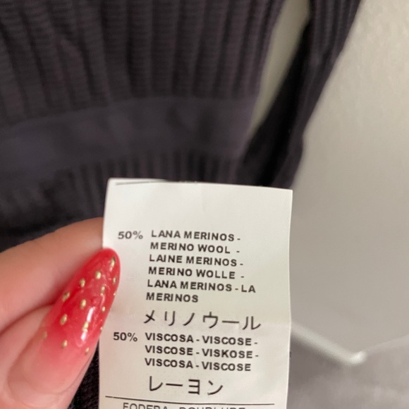 MISSONI Knit ribbed zig zag V-Neck Mini Dress grey long sleeve size 2 wool blend - Picture 6 of 13